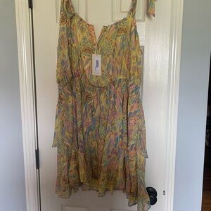 Ramy Brook Yellow Ruffled Tiered Sundress XXL